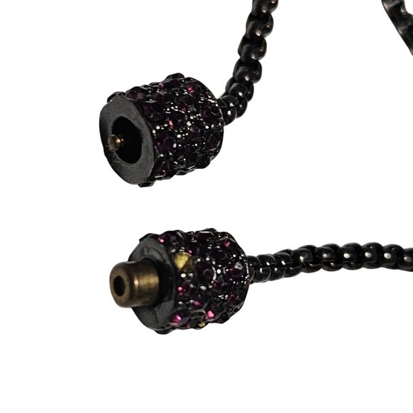 Gothic Black Chain Bracelet Purple Rhinestone Magnetic Clasp Fashion Jewelry - Picture 3 of 4